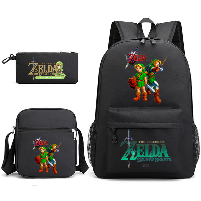3pcs Set Legend of Zelda Wild Breath Anime Children School Backpacks Cool Schoolbag Student Shoulder Bag - Zelda Plush