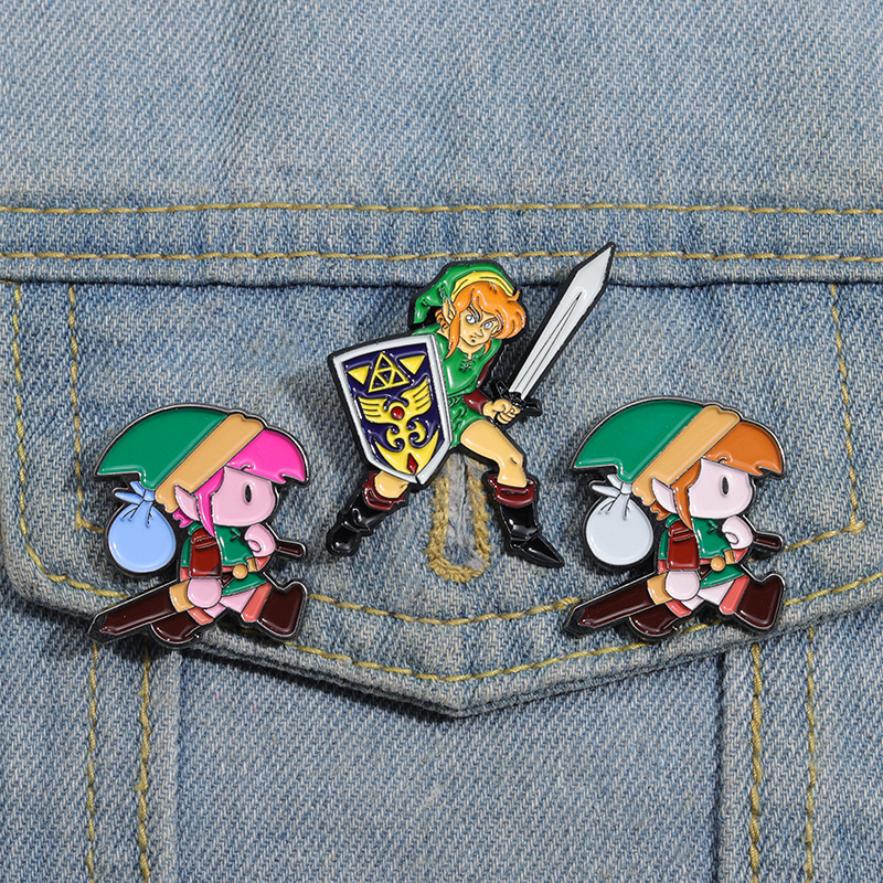 Adventure Games Character Enamel Pins Anime Shield Cartoon Brooches Lapel Badge Jewelry Pin for Backpack Clothes 1 - Zelda Plush