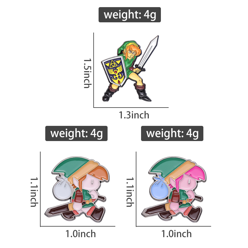 Adventure Games Character Enamel Pins Anime Shield Cartoon Brooches Lapel Badge Jewelry Pin for Backpack Clothes 5 - Zelda Plush