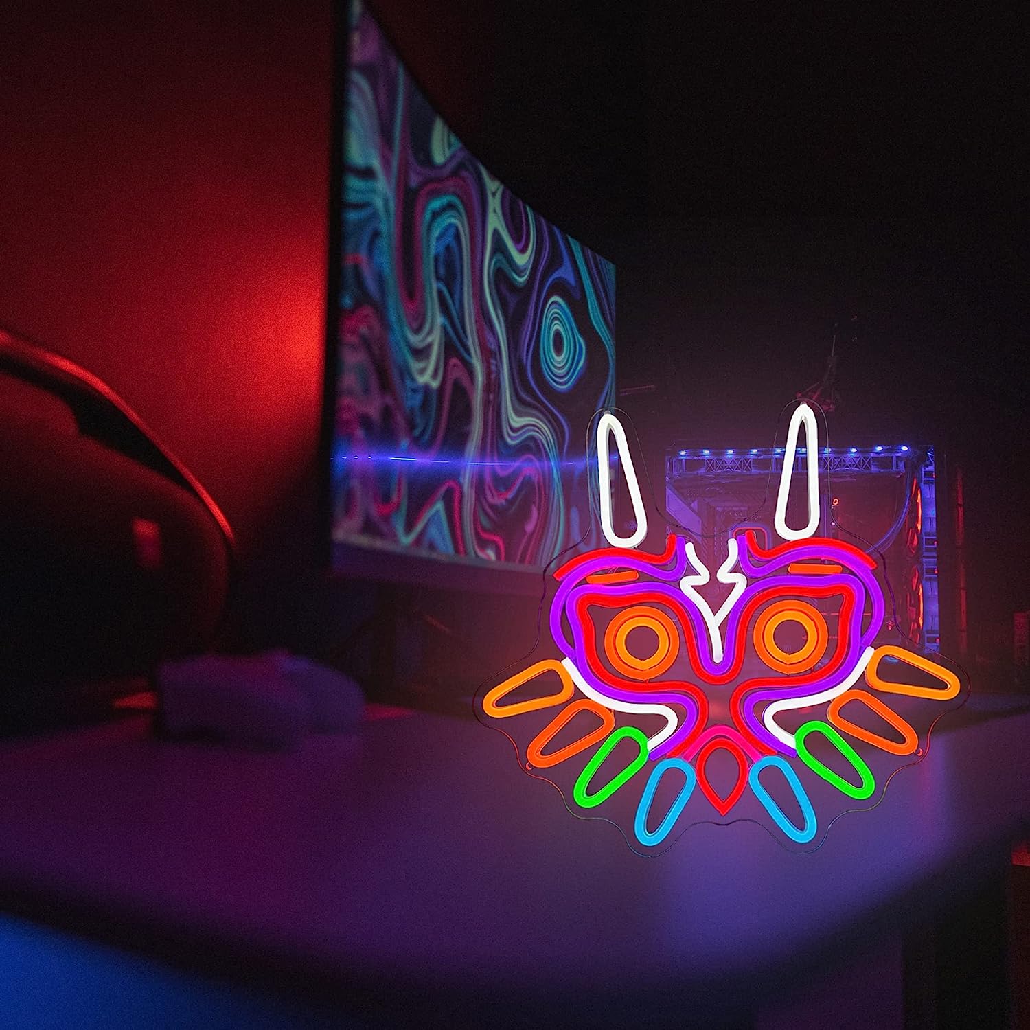 Custom led Abstract Neon Light Majora s Mask Legend of Zelda Anime Gift Neon Party Bar 5 - Zelda Plush