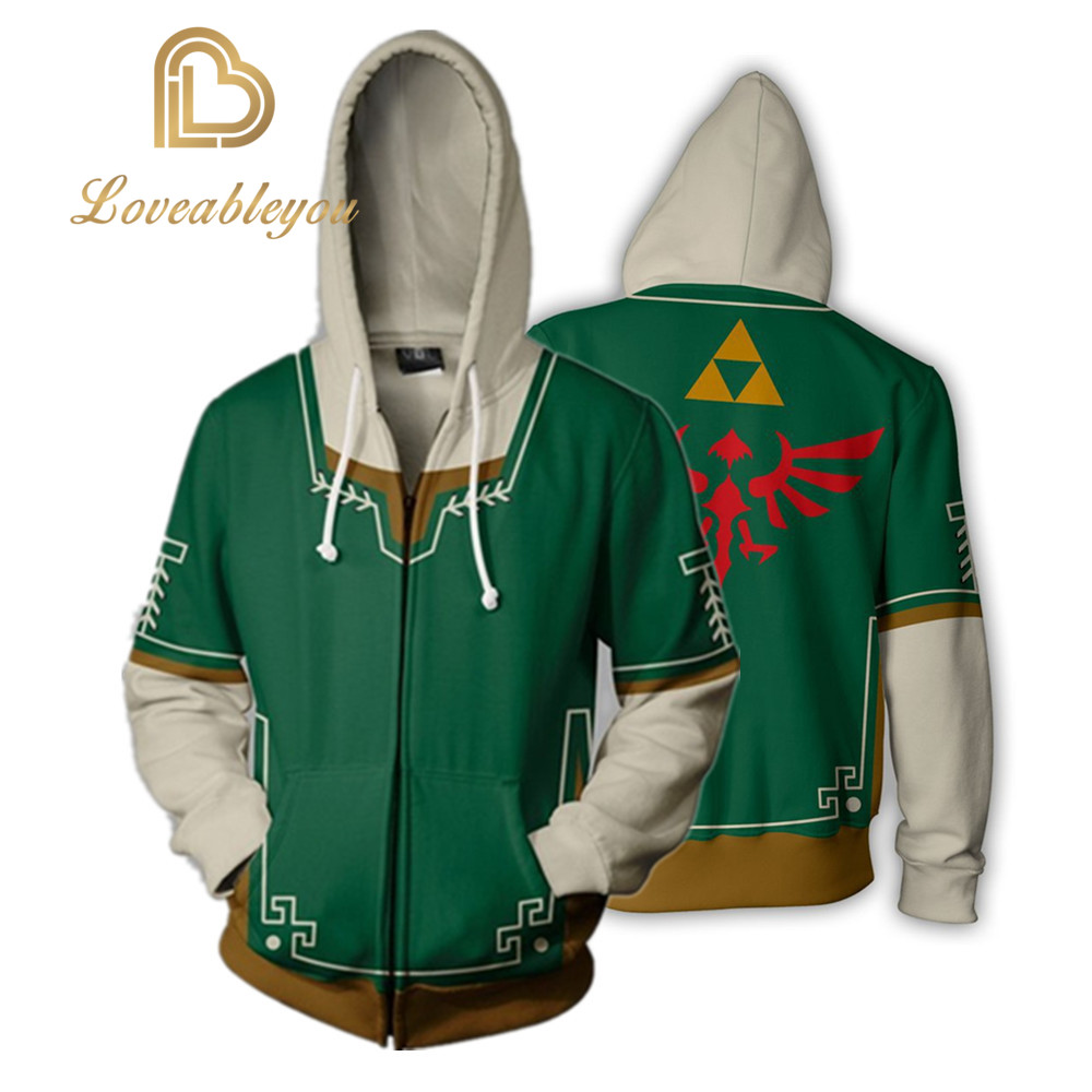 Legend of Zelda Hoodie Sweatshirt Men Hoodies Male Sweatshirt Tops Full Zipper Hoodies Jackets Mens Long - Zelda Plush