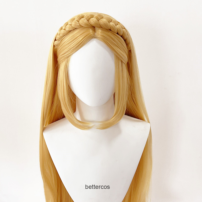 Princess Zelda Cosplay Wig Long Golden Blonde Braided Heat Resistant Synthetic Hair Wigs Wig Cap Ears 2 - Zelda Plush