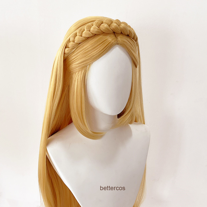 Princess Zelda Cosplay Wig Long Golden Blonde Braided Heat Resistant Synthetic Hair Wigs Wig Cap Ears 3 - Zelda Plush