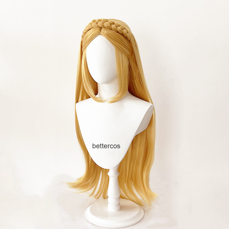 Princess Zelda Cosplay Wig Long Golden Blonde Braided Heat Resistant Synthetic Hair Wigs Wig Cap Ears 4 - Zelda Plush