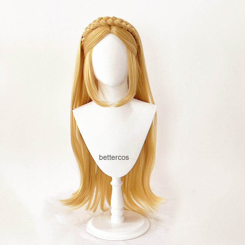 Princess Zelda Cosplay Wig Long Golden Blonde Braided Heat Resistant Synthetic Hair Wigs Wig Cap Ears - Zelda Plush